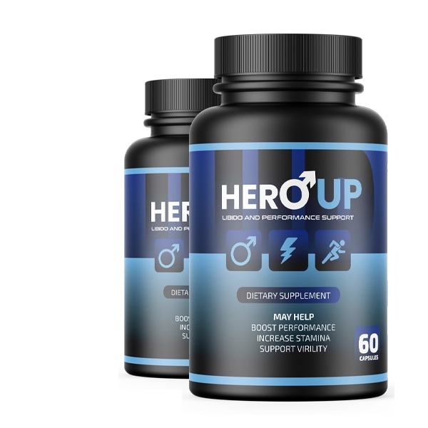 HeroUP natural men's performance support supplement bottle